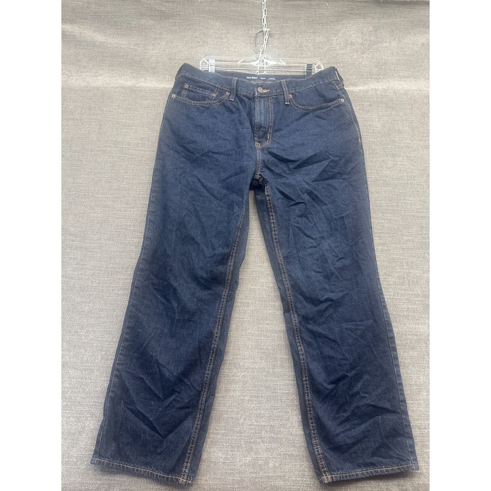 Old Navy Loose Fit Jeans Mens 36x30 Blue Denim Dark Wash Straight Leg Outdoor